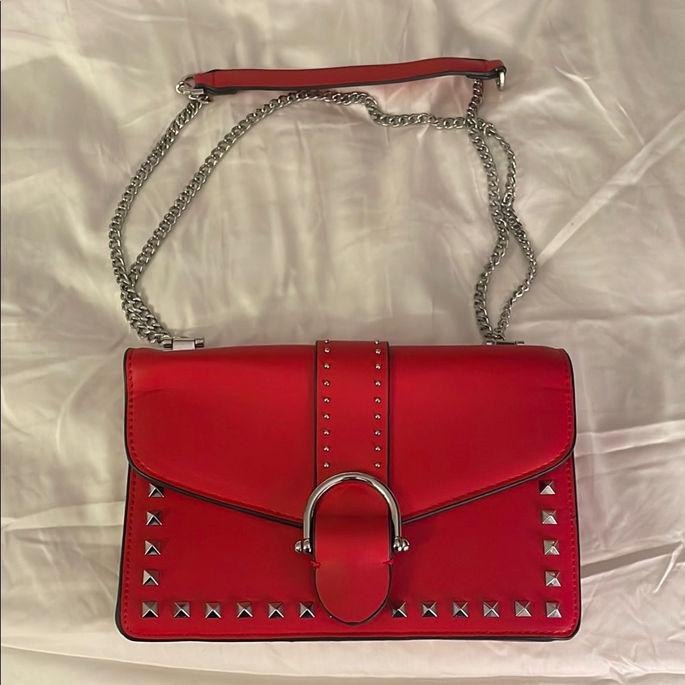 Red Studded Women's Bag